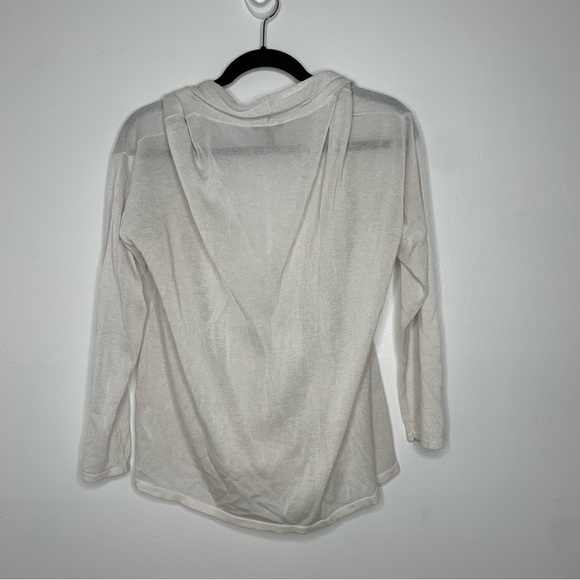 Eileen Fisher white twist front tencel merino wool long sleeve top - Picture 7 of 8